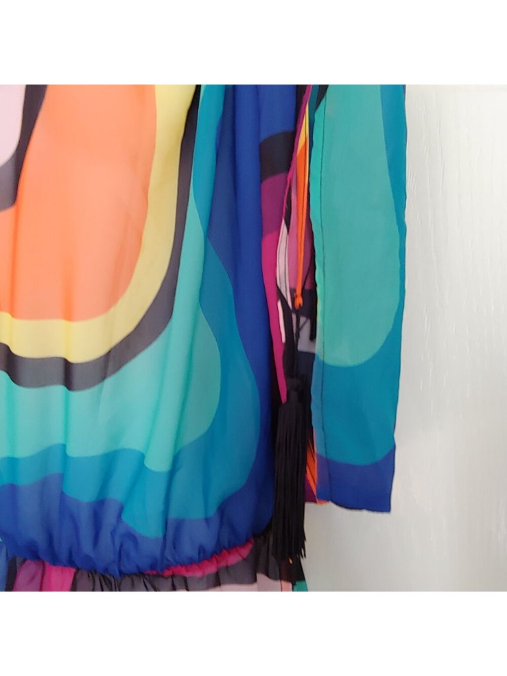 Kurt Geiger Vibrant Abstract Swirl Swim Cover Up Resort Beach Tunic L - Picture 3 of 14